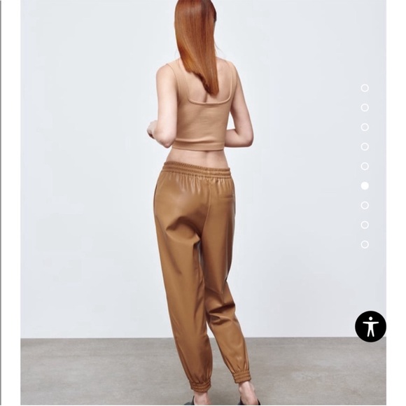 NWT ZARA faux leather jogger fall pants Size 28 S M - Picture 2 of 6